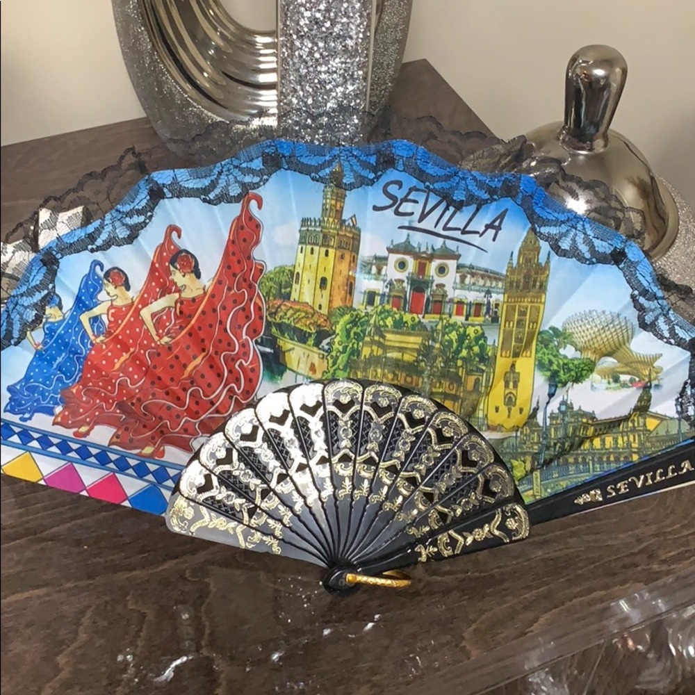 Spanish Sevilla Hand Fan Plastic Souvenir